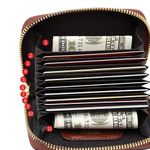 Genuine Leather Credit Card Holder for Women Designer Floral Card Case Wallet with Tassel(20095 Brown) Photo 6