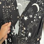 Ivyrevel Moon & Star Galaxy Space Galactic Print Bell Sleeve Deep V Mini Dress M Black Size M Photo 3