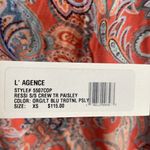 L'Agence Ressi Short-Sleeve Crewneck Tee Orange Light Blue Paisley Photo 7