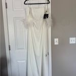 Mac Duggal  Long Off Shoulder Feathers Formal Bridal Gown Photo 1