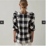 Sara Roka Black and Blue Gingham Print Ruffle Blouse Size undefined Photo 1