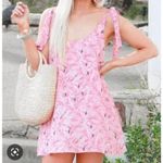 Buddy Love Kerr Mini Dress Women's Small Pink Flamingo Tie Shoulder Sleeveless Photo 0