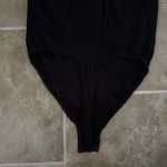 Free People  Bodysuit Womens XS Black Larissa V-Neck Partial Button Thong Back Photo 3