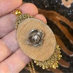 Handmade Handcrafted cowhide rose cameo pendant on chain necklace Photo 0