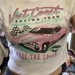 Urban Outfitters West coast racing vintage Y2k cropped ribbed tiny fitted graphic tee medium Photo 4