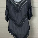 Dreamers  Boho Crochet Gray Top size L Photo 6