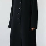 Vtg Albert Nipon Women Black Wool Button Up Maxi Velvet Lined Hood Pea Coat Sz 6 Photo 0