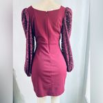 EXPRESS  edition Women’s dress size small new burgundy color puffy long sleeve Photo 6