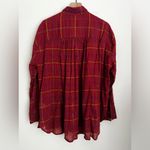 Free People  Break My Stride Oversized Button Up Red Plaid Shirt Long sleeve M Photo 2