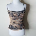 ZARA Black and Brown Mesh Ruched Corset Camisole Top Photo 1