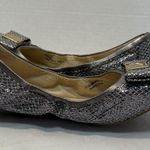 Cole Haan Womens Tali Bow Leather Ballet Flat Silver Glitter Mirror 8.5B Photo 6