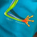 Vintage 1991 Teal Blue Wraparound Graphic Nature Frog Art tee Large L Single Photo 5