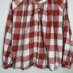 Duluth Trading Women M Orange White Gingham Printmaker Lightweight Shirt Cotton Size M Photo 1