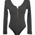 Free People  Intimately Dylan Gray Ribbed Long Sleeve Henley Bodysuit, XS, EUC Photo 0