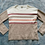 Hem & Thread  Ivory Tan Color Block Stripe Acrylic Blend Sweater Large Photo 0