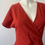Madewell V neck burnt orange wrap style short sleeve fit and flare midi dress XS Photo 6