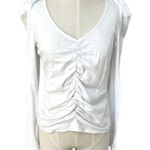 Z Supply Anya Slub Puff Sleeve Long-Sleeve Cotton Shirt V-Neck Small Photo 1