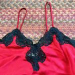 Victoria's Secret VTG  RED SATIN BLACK LACE CAMI BLOUSE Photo 2