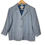 Talbots Petites Blazer Blue White Irish Linen Blend Career Casual Women Size 16 Photo 1