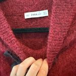 ZARA  Deep Red Turtleneck Sweater with Embellished Bow Photo 2