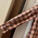 Sky & Sand Orange/Blue Plaid Lace Accent Button Up Photo 5