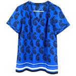 Banana Republic  size small short sleeve blouse blue paisley print v neck‎ Photo 0