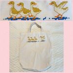 Cross Stitch Duck Small Cloth Tote Bag Yellow Photo 1