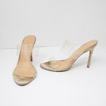 Veronica Beard Asha Genuine Suede Leather Clear Strap Open Toe Sandals Heels 9 Photo 0