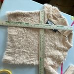 Women’s crewneck eyelash (fuzzy) sweater, peach orange size xs Pink Photo 4