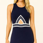 Bebe  Navy Blue White Body Con Bandage Mini Dress Medium Photo 0