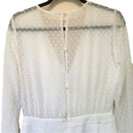 Lulus Lulu’s jumpsuit Clareese White Swiss dot ruffled long sleeve jumpsuit Medium NWT Photo 2