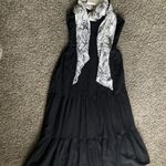 Joie  Black Linen Blend Dress & Floral Scarf 2-Piece Set Photo 6