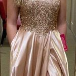 Dillard's Beautiful Champagne Color Prom Dress Photo 0
