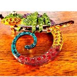 Chameleon Brooch Pin Rhinestones Lizard Gecko New Art Deco Tropical Rain… Purple Photo 10