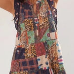 Anthropologie Pilcro Henley Patchwork Tiered Cotton Boho Mini Dress size xs Tan Photo 0