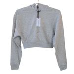 We Wore What NWT Cropped Half Zip Fleece Cotton Hoodie Long Sleeve S Heather Grey Photo 1