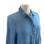 STYLE & CO Chambray Shirt Womens Sz Small Tiered Button Down Boho Blue Photo 1