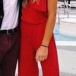 Bevello Long Red Strapless Jumpsuit  Photo 0