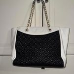 Tory Burch  fleming black white genuine leather quilted tote bag Photo 1