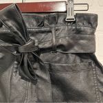 TGLA High Waist Faux Leather Shirts with Bow Belt Black Size M Photo 7