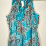 Adiva Womens Size S Sheer Chiffon Paisley Fairy Boho Halter Whimsical‎ Top Blue Photo 0