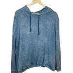 Nordstrom BP Women’s Stonewashed Elastic Hem Drawstring Hoodie in Blue Size 1X Photo 0