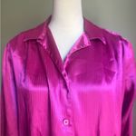 Oscar de la Renta Vintage  dopamine Fuchsia pink Satin like Blouse button down 8‎ Photo 1
