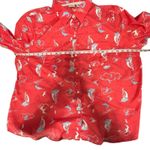 LL Bean Shirt Button Front Size 3X Blouse Sailing Fish Nautical Roll Tab Sleeve Orange Photo 7