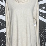 Loft Ann Taylor  cream And Gold waffle cowl neck shirt size medium Photo 0