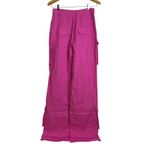 Selma Cilek Linen Cargo Pants Womens Medium Tall Hot Pink Pockets Handmade 34.5" Photo 1