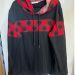 Blooming Jelly Black And Plaid Woman’s Hoodie Size XL Photo 0