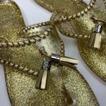 Jack Rogers Alana Gold Metallic Glitter Tassel Detail Whipstitch Trim Sandals 6 Photo 6