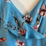 Avec Les Filles  Dress Blue Painterly Boutique Ruffle Georgette Midi Dress 2 NWT Photo 4