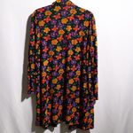 VTG 80 Black Floral Long Open Cardigan Notch Collar Flowers 2XL Whimsigoth Retro Size XXL Photo 3